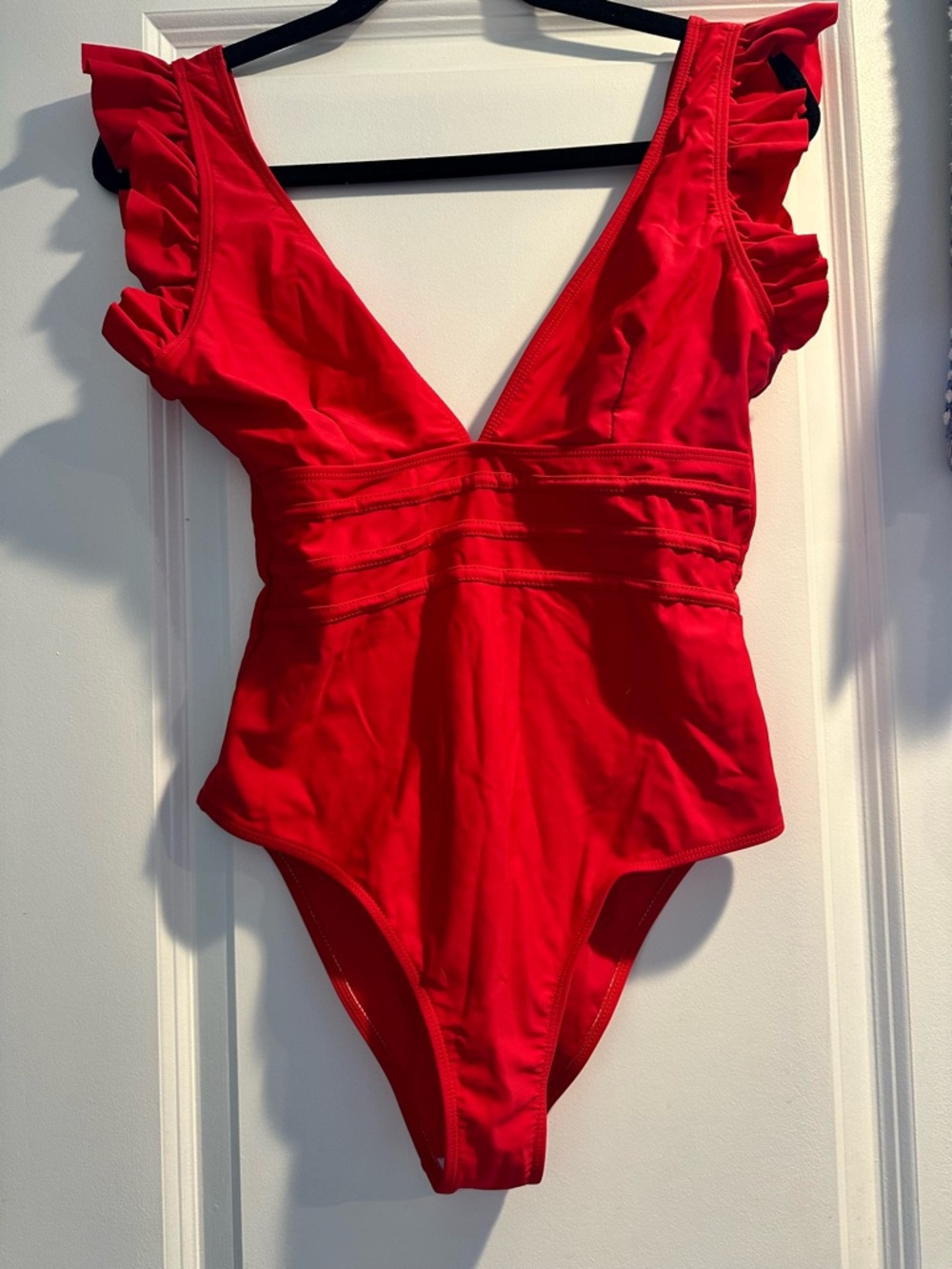 Red Ruffle Sleeve One-Piece Swimsuit